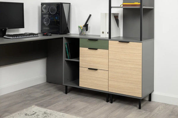 Изображение товара Стеллаж Mobi Марвэл 16.426 (темно-серый U2601/сатин 7045 SU/плэйн)