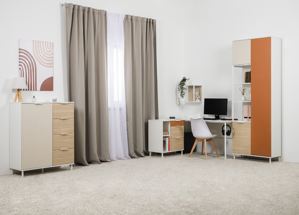 Изображение товара Шкаф-пенал Mobi Марвэл 16.316.02 (белый PE шагрень/безмолвная пустыня К514 SU)