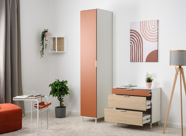 Изображение товара Шкаф-пенал Mobi Марвэл 16.316.02 (белый PE шагрень/безмолвная пустыня К514 SU)