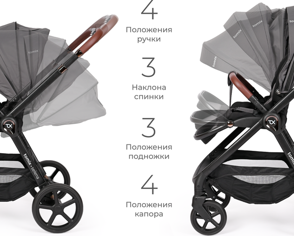 Изображение товара Детская универсальная коляска Tomix Selena 3 в 1 / P03 (серый)