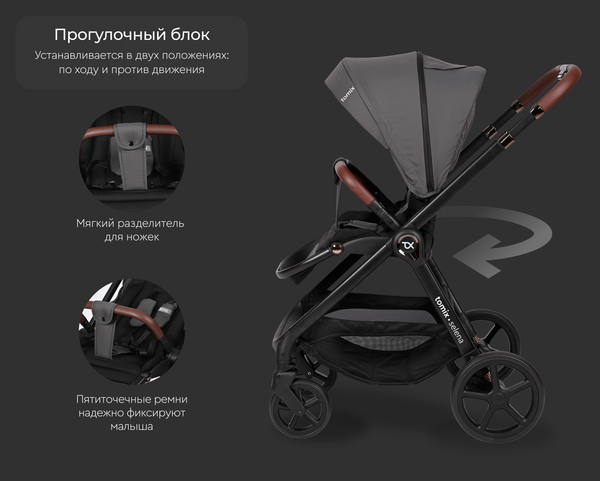 Изображение товара Детская универсальная коляска Tomix Selena 2 в 1 / P02 (серый)