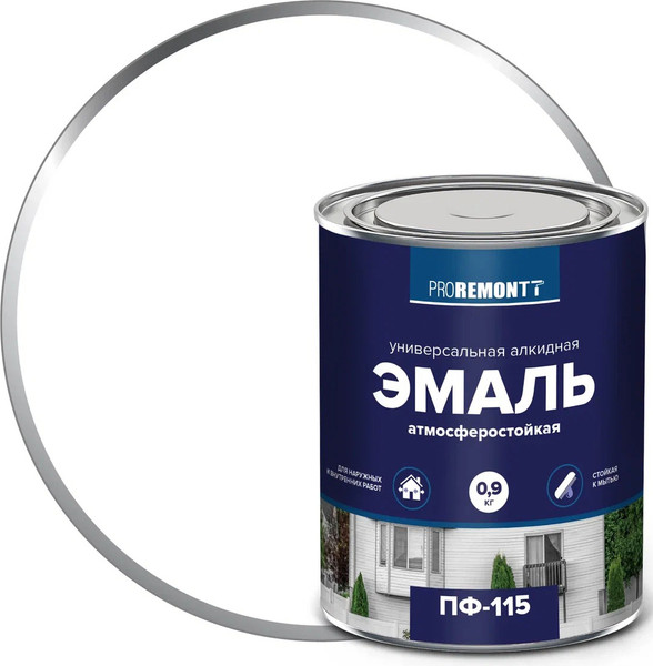 Изображение товара Эмаль Proremontt ПФ-115 (900г, белый глянцевый)