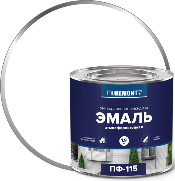 Изображение товара Эмаль Proremontt ПФ-115 (1.9кг, белый глянец)