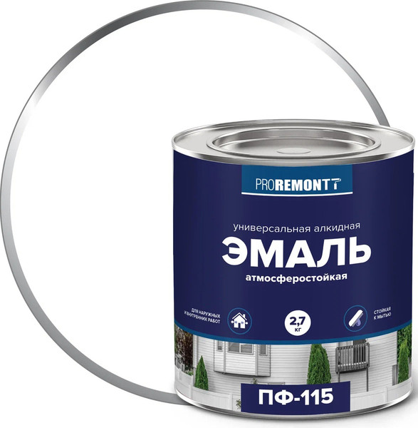 Изображение товара Эмаль Proremontt ПФ-115 (2.7кг, белый глянцевый)