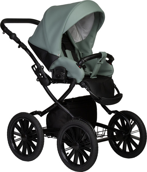 Изображение товара Детская универсальная коляска INDIGO Mio Eco Plus 14 2 в 1 (05, черная кожа/шалфей кожа)