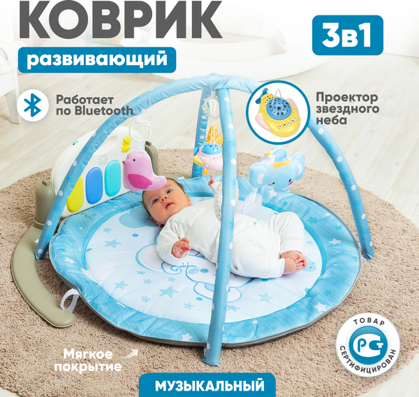 Изображение товара Развивающий коврик Solmax&Kids С Bluetooth / FCJ97214 (голубой)