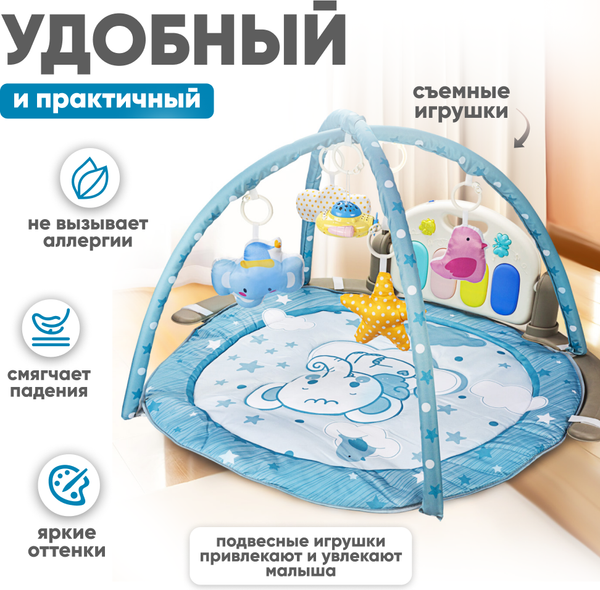 Изображение товара Развивающий коврик Solmax&Kids С Bluetooth / FCJ97214 (голубой)