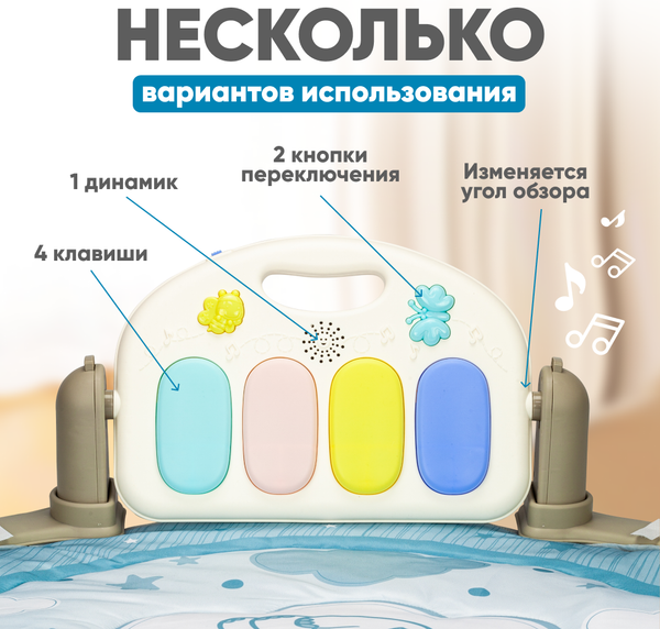 Изображение товара Развивающий коврик Solmax&Kids С Bluetooth / FCJ97214 (голубой)