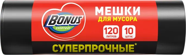 Изображение товара Пакеты для мусора Bonus 120л (10шт, черный)