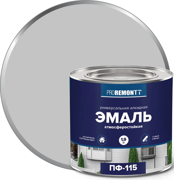 Изображение товара Эмаль Proremontt ПФ-115 (1.9кг, серый)