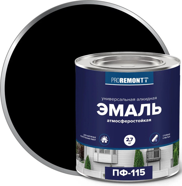 Изображение товара Эмаль Proremontt ПФ-115 (2.7кг, черный)