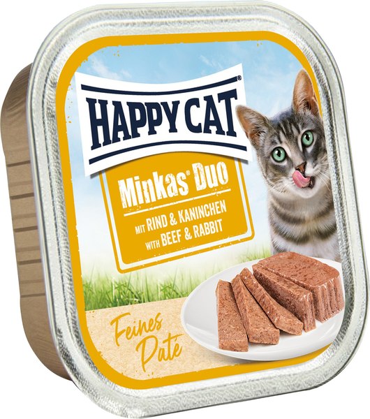 Изображение товара Влажный корм для кошек Happy Cat Minkas Duo Паштет из говядины и кролика (100г)