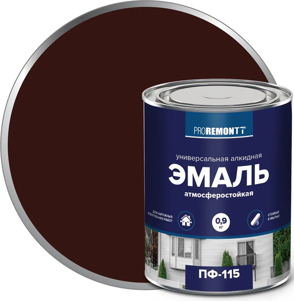 Изображение товара Эмаль Proremontt ПФ-115 (900г, шоколадно-коричневый)