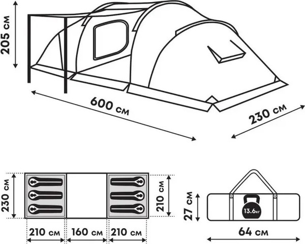 Изображение товара Палатка RSP Outdoor Dream 6 / T-DR-6-GN (зеленый)