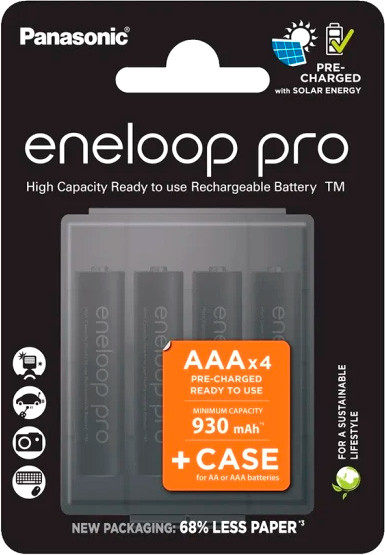 Изображение товара Комплект аккумуляторов Panasonic Eneloop Pro AAA 930 4BP /  BK-4HCDE/4CP+case