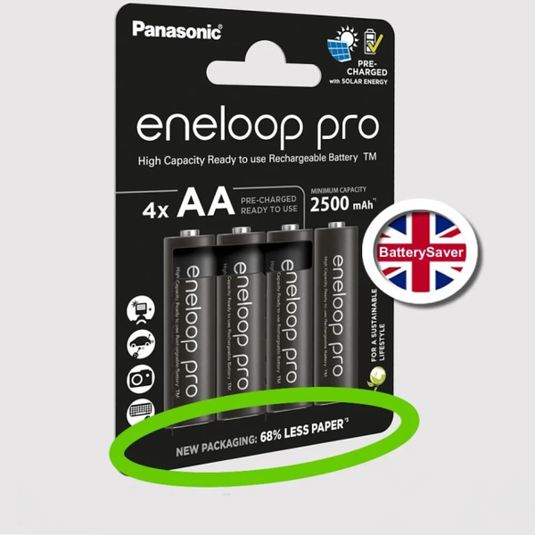Изображение товара Комплект аккумуляторов Panasonic Eneloop Pro AA 2500 4BP / BK-3HCDE/4CP (4шт)
