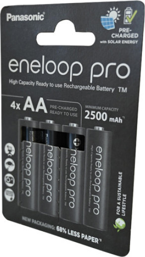 Изображение товара Комплект аккумуляторов Panasonic Eneloop Pro AA 2500 4BP / BK-3HCDE/4CP (4шт)
