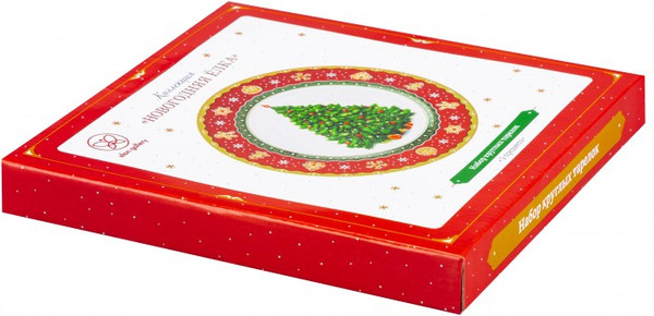 Изображение товара Набор тарелок Elan Gallery Новогодняя елка / 420680 (красный/узор New Bone China)