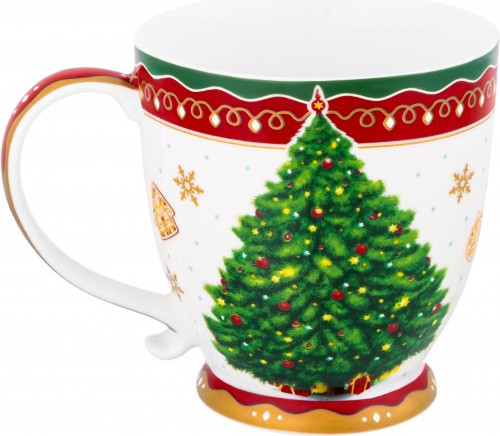 Изображение товара Кружка Elan Gallery Новогодняя елка / 420682 (красный/узор New Bone China)