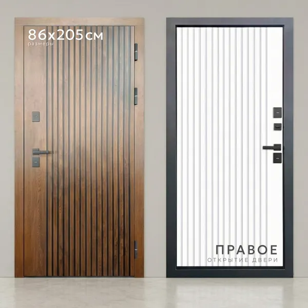 Изображение товара Входная дверь Guard Протерма мдф/мдф 96x205 правая (винорит патина/белый)