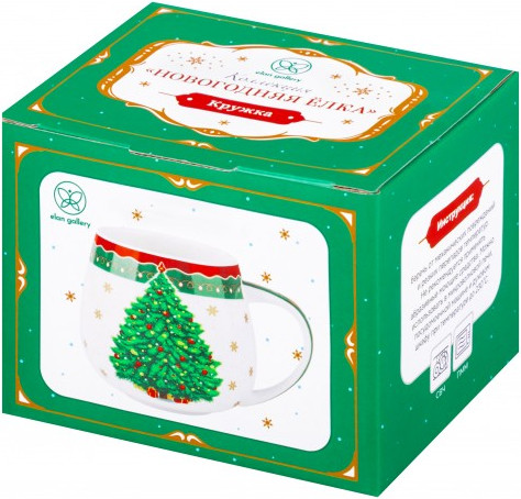 Изображение товара Чашка Elan Gallery Новогодняя елка / 420687 (зеленый узор)