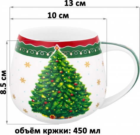 Изображение товара Чашка Elan Gallery Новогодняя елка / 420687 (зеленый узор)