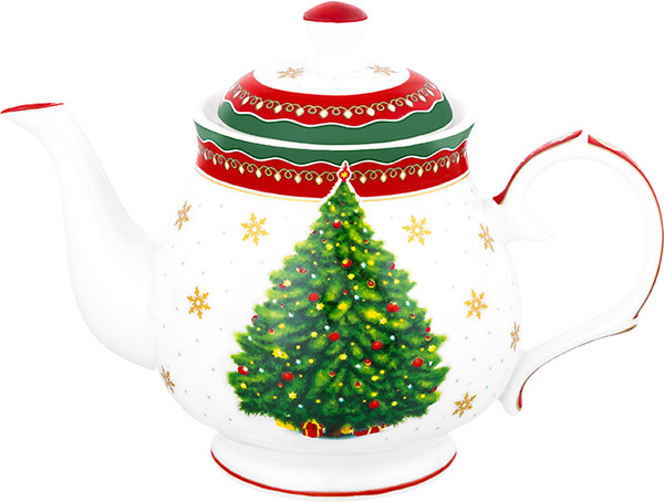 Изображение товара Заварочный чайник Elan Gallery Новогодняя елка / 420690 (красный узор)