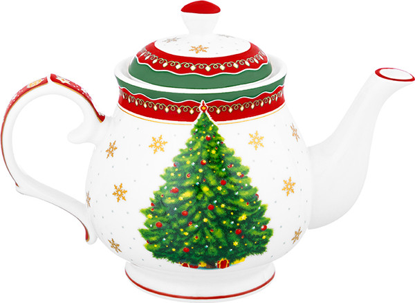 Изображение товара Заварочный чайник Elan Gallery Новогодняя елка / 420690 (красный узор)