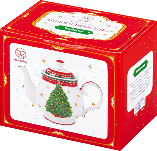 Изображение товара Заварочный чайник Elan Gallery Новогодняя елка / 420690 (красный узор)