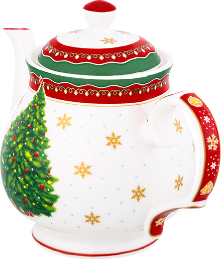 Изображение товара Заварочный чайник Elan Gallery Новогодняя елка / 420690 (красный узор)