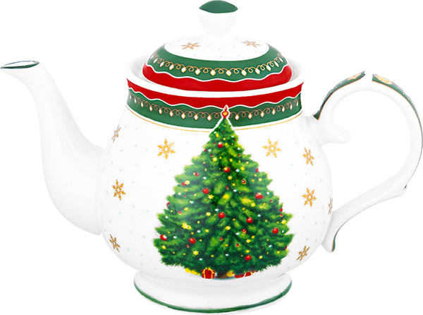 Изображение товара Заварочный чайник Elan Gallery Новогодняя елка / 420691 (зеленый узор)