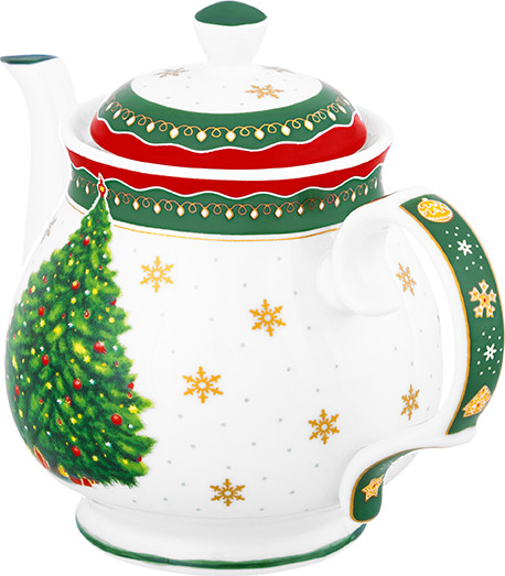 Изображение товара Заварочный чайник Elan Gallery Новогодняя елка / 420691 (зеленый узор)