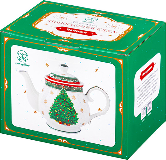 Изображение товара Заварочный чайник Elan Gallery Новогодняя елка / 420691 (зеленый узор)