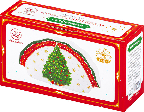 Изображение товара Салфетница Elan Gallery Новогодняя елка / 420692 (красный узор)