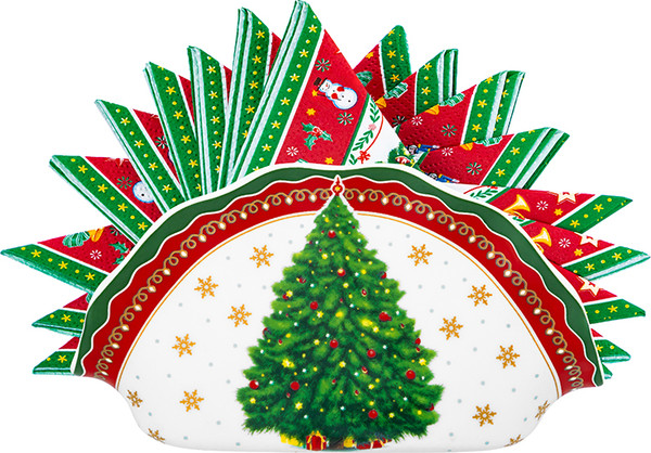 Изображение товара Салфетница Elan Gallery Новогодняя елка / 420692 (красный узор)