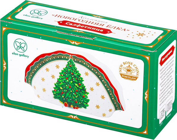 Изображение товара Салфетница Elan Gallery Новогодняя елка / 420693 (зеленый узор)