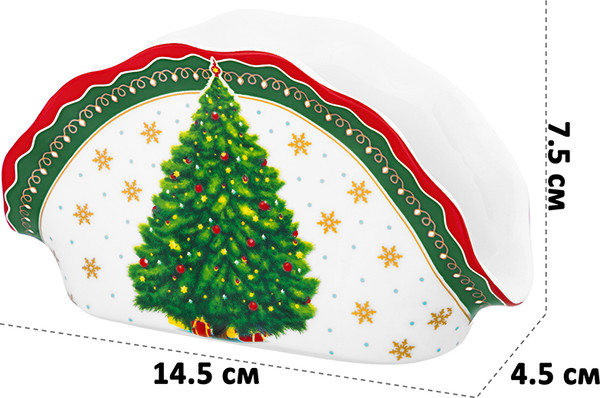 Изображение товара Салфетница Elan Gallery Новогодняя елка / 420693 (зеленый узор)