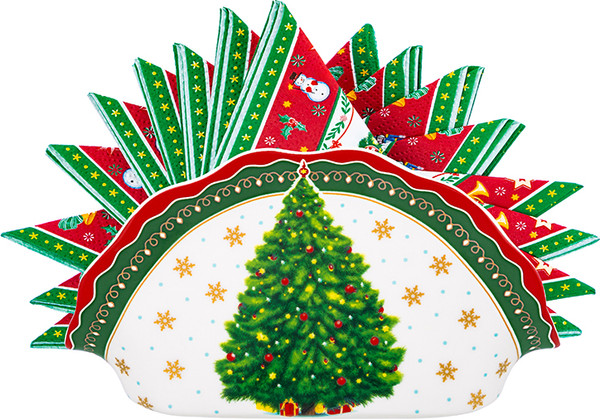 Изображение товара Салфетница Elan Gallery Новогодняя елка / 420693 (зеленый узор)