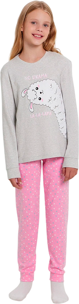 Изображение товара Пижама детская Mark Formelle 567743 (р.110-56, серый меланж 4306-А/треугольники на розовом)