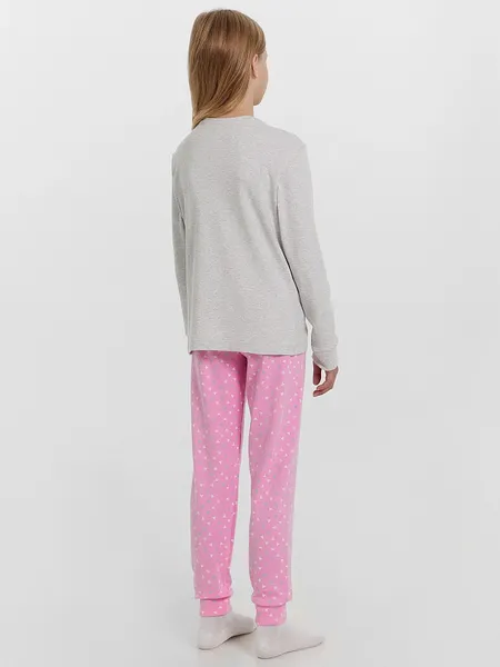 Изображение товара Пижама детская Mark Formelle 567743 (р.110-56, серый меланж 4306-А/треугольники на розовом)
