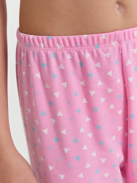 Изображение товара Пижама детская Mark Formelle 567743 (р.110-56, серый меланж 4306-А/треугольники на розовом)