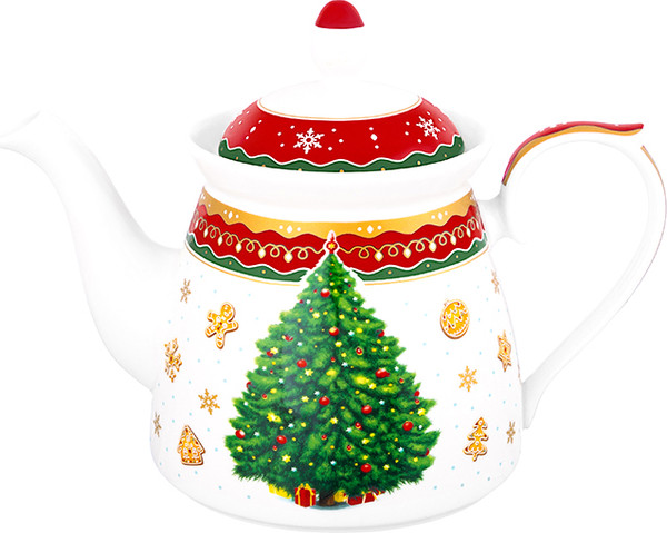 Изображение товара Заварочный чайник Elan Gallery Новогодняя елка / 420710 (красный узор)