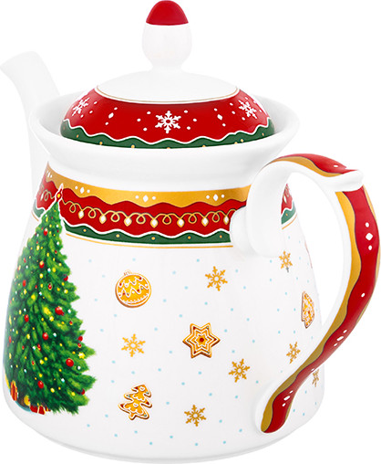 Изображение товара Заварочный чайник Elan Gallery Новогодняя елка / 420710 (красный узор)