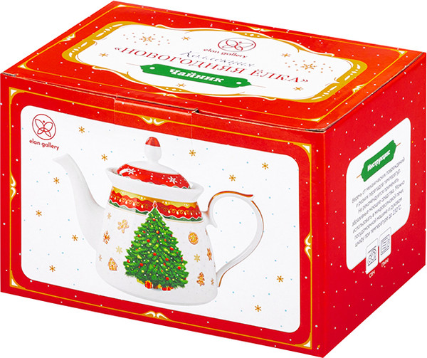 Изображение товара Заварочный чайник Elan Gallery Новогодняя елка / 420710 (красный узор)