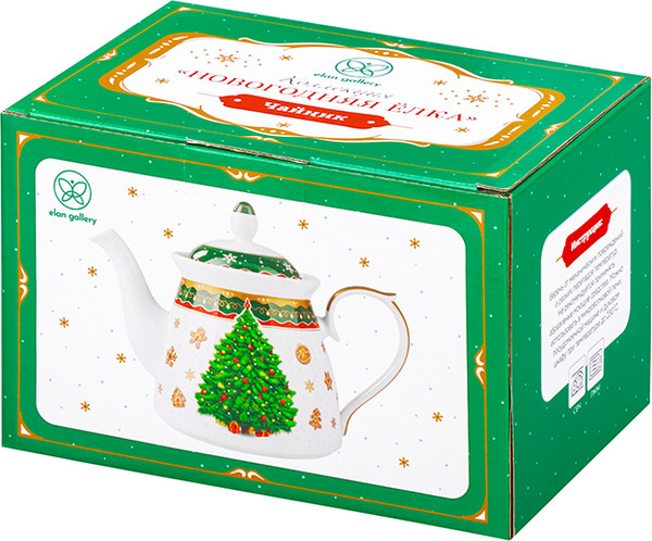 Изображение товара Заварочный чайник Elan Gallery Новогодняя елка / 420711 (зеленый узор)