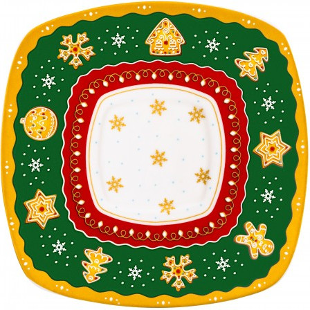 Изображение товара Чашка с блюдцем Elan Gallery Новогодняя елка / 420734 (зеленый узор)