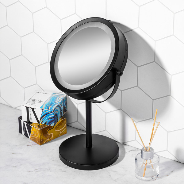 Изображение товара Зеркало косметическое El Casa Двустороннее на подставке / 240472 (черный)