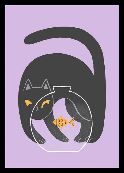 Изображение товара Постер Citydecor Кот и рыба 1 (30x40)