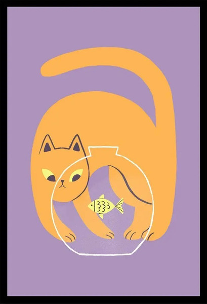 Изображение товара Постер Citydecor Кот и рыба 2 (30x40)