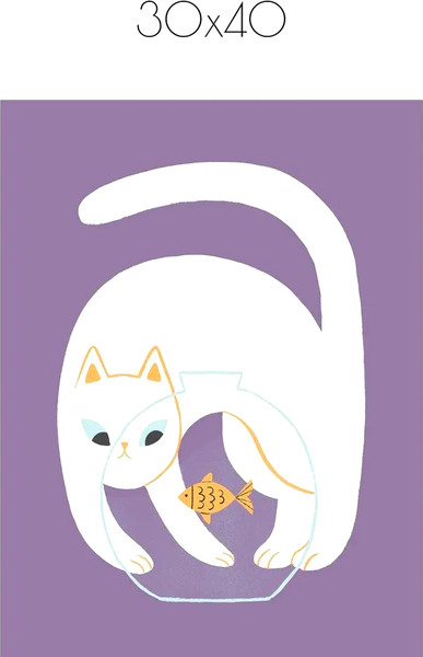 Изображение товара Постер Citydecor Кот и рыба 3 (30x40)